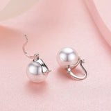 925 Silver Faux Pearl Drop Dangle Earrings for Women