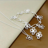 Sterling Silver 4-Leaf Clover Jewelry Set for Weddings