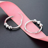 925 Silver 16mm Hoop Earrings Bead Earring Jewelry Gift