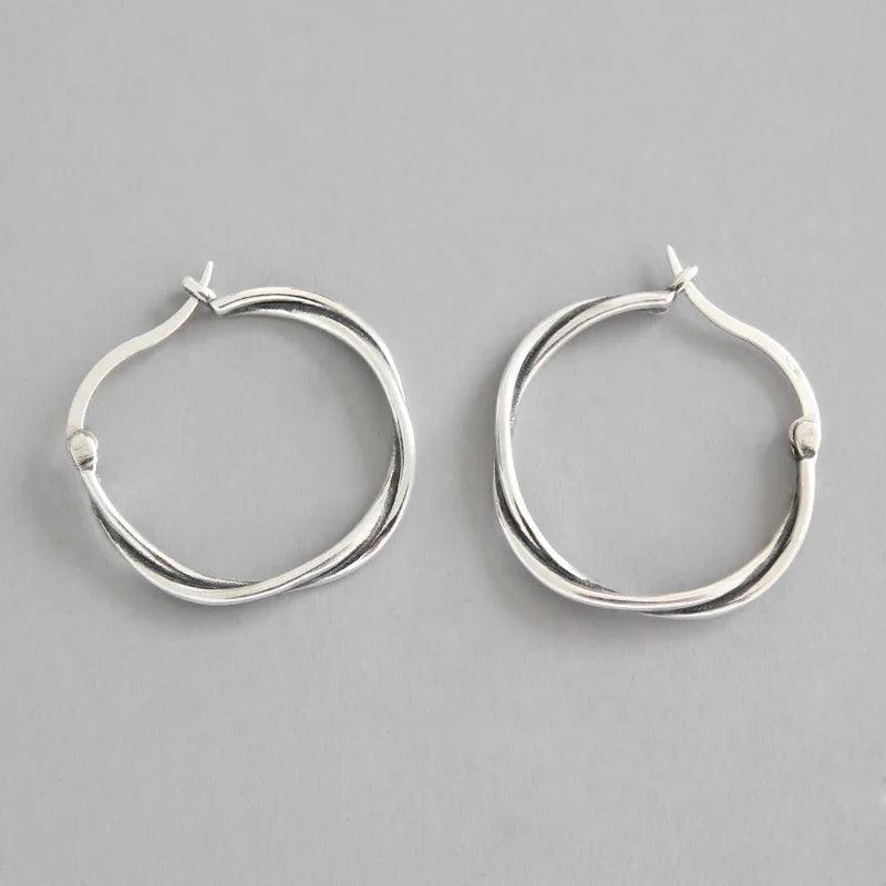 SHANICE Vintage Twist All-matched Hoop Earrings Silver