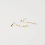 14K Filled Pearl Chain Studs Small Pearl Studs Earrings Tarnish Resistant