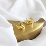 SHANICE 925 Silver Hoop Earrings Fine Jewelry INS Multi-layer Three Circles