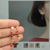 925 Silver Crystal Spiral Tree Star Earrings
