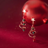 925 Silver Crystal Spiral Tree Star Earrings