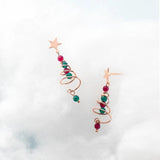 925 Silver Crystal Spiral Tree Star Earrings