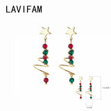 925 Silver Crystal Spiral Tree Star Earrings