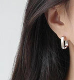 SHANICE 925 Sterling Silver Geometric Square Stud Earrings