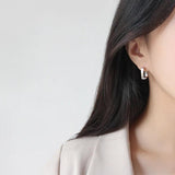 SHANICE 925 Sterling Silver Geometric Square Stud Earrings