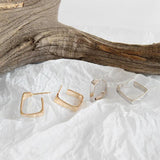 SHANICE 925 Sterling Silver Geometric Square Stud Earrings