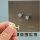 925 Silver Sun Flower Chrysanthemum Earrings for Women