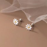 925 Silver Sun Flower Chrysanthemum Earrings for Women