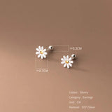 925 Silver Sun Flower Chrysanthemum Earrings for Women