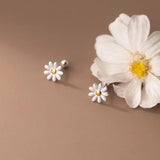 925 Silver Sun Flower Chrysanthemum Earrings for Women