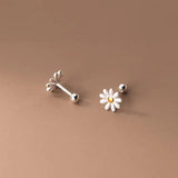 925 Silver Sun Flower Chrysanthemum Earrings for Women