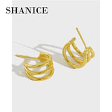 SHANICE S925 Silver Stud Earrings Multi-layer Circles Jewelry Gift