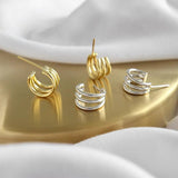 SHANICE S925 Silver Stud Earrings Multi-layer Circles Jewelry Gift