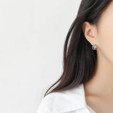 SHANICE S925 Silver Stud Earrings Multi-layer Circles Jewelry Gift