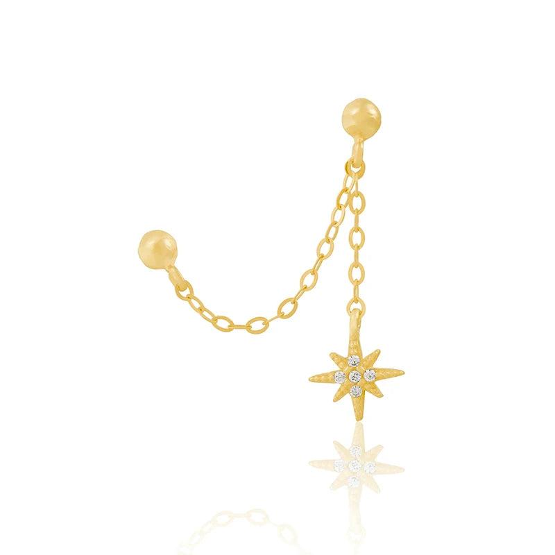 925 Sterling Silver Snowflake Zircon Drop Earrings