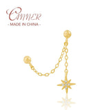 925 Sterling Silver Snowflake Zircon Drop Earrings