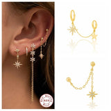 925 Sterling Silver Snowflake Zircon Drop Earrings