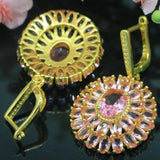 Pink Kunzite CZ 925 Silver Pendant Earrings Set