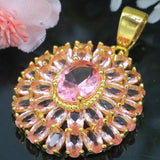 Pink Kunzite CZ 925 Silver Pendant Earrings Set
