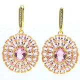Pink Kunzite CZ 925 Silver Pendant Earrings Set
