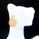 Pink Kunzite CZ 925 Silver Pendant Earrings Set