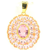 Pink Kunzite CZ 925 Silver Pendant Earrings Set