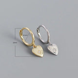 925 Silver Heart Anise Star Zircon Drop Earrings Women Party Jewelry