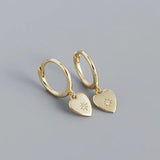 925 Silver Heart Anise Star Zircon Drop Earrings Women Party Jewelry
