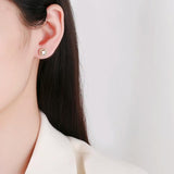 S925 Sterling Silver 4mm Zircon Stud Earrings for Women