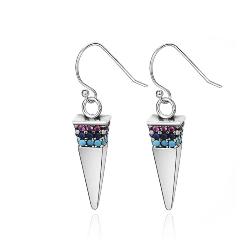 Triangle Pendant Earrings 925 Sterling Silver with Zircon