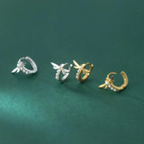 925 Silver Dragonfly Pearl Huggie Hoop Earrings Gothic Punk Style