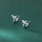 925 Silver Dragonfly Pearl Huggie Hoop Earrings Gothic Punk Style