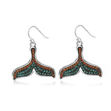 Colored Fish Tail Earrings 925 Sterling Silver Drop Earrings for Women