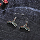 Colored Fish Tail Earrings 925 Sterling Silver Drop Earrings for Women