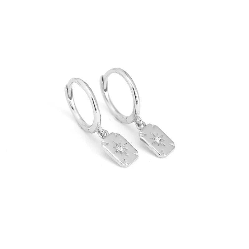 925 Silver Vintage Sun Stud Earrings for Women Stainless Steel Party Jewelry