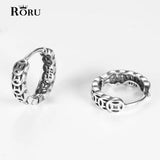 925 Silver Small Hollow Hoop Earrings Chinese Elements