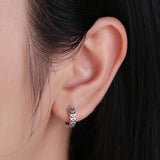 925 Silver Small Hollow Hoop Earrings Chinese Elements