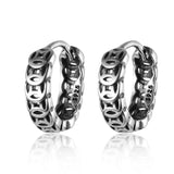 925 Silver Small Hollow Hoop Earrings Chinese Elements