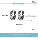 925 Silver Small Hollow Hoop Earrings Chinese Elements