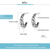 925 Silver Twist Braid Rope Stud Earrings for Women