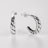 925 Silver Twist Braid Rope Stud Earrings for Women