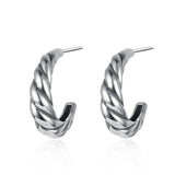 925 Silver Twist Braid Rope Stud Earrings for Women