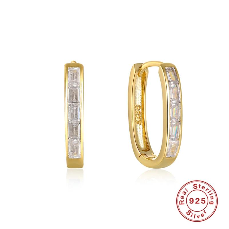 925 Sterling Silver CZ Hoop Earrings for Women