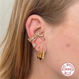 925 Sterling Silver CZ Hoop Earrings for Women