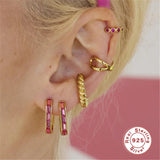 925 Sterling Silver CZ Hoop Earrings for Women