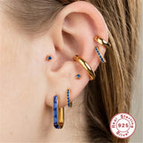 925 Sterling Silver CZ Hoop Earrings for Women