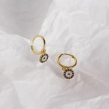 925 Sterling Silver Evil Eye Hoop Earrings with Crystal